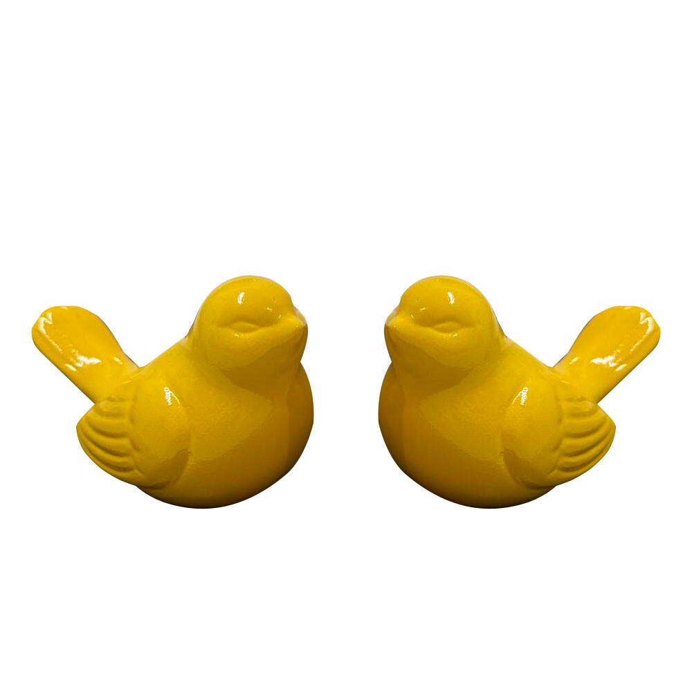 Dupla de Passaros Ceramica Amarelo