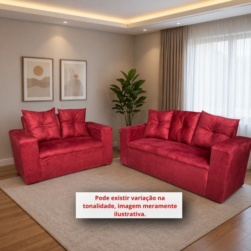 Conjunto Estofado Rg Flex 2/3 Lugares Turim Vinho