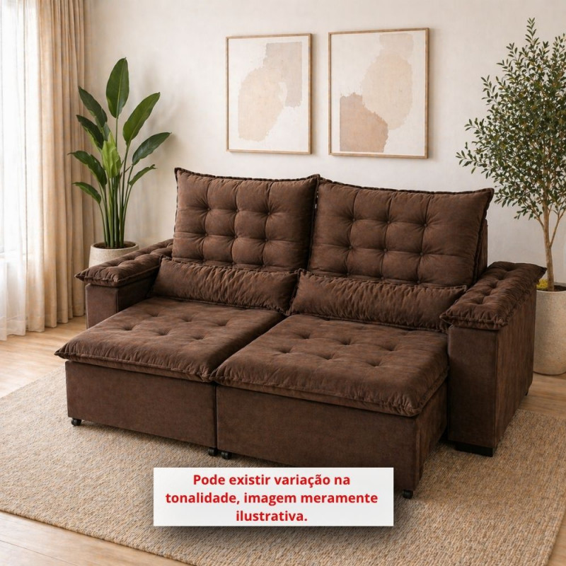 Estofado Rg Veneza Retratil 2.20 Marrom Inca 17