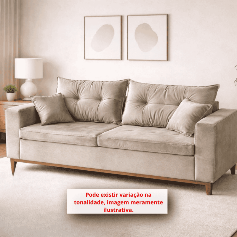 Estofado Rg Egito 1.90 com Pillow Bege Escuro Inca 16