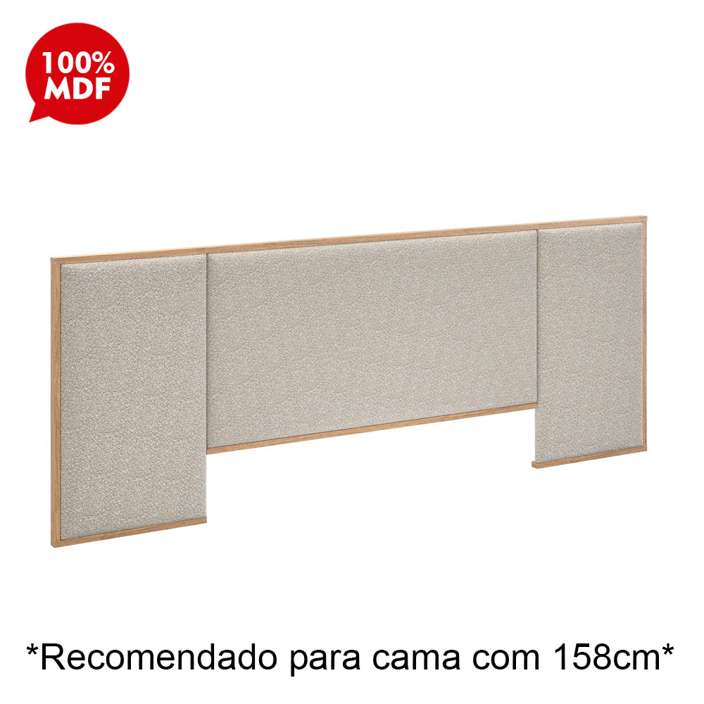 Cabeceira de Casal Robel Concept 1.58 com 2 Paineis Laterais Estofada Hanover/Tec Bucle