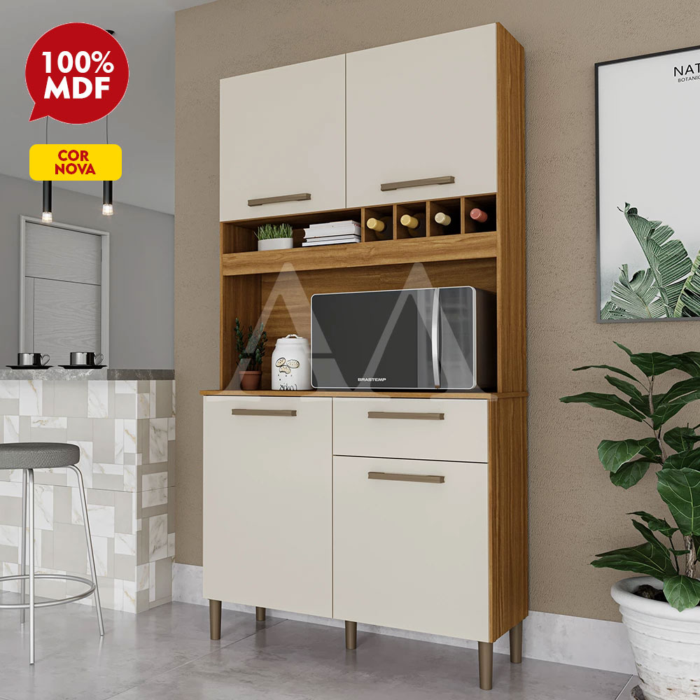 Kit 4 Portas 1 Gaveta Ronipa Pinot Amendoa / Off White