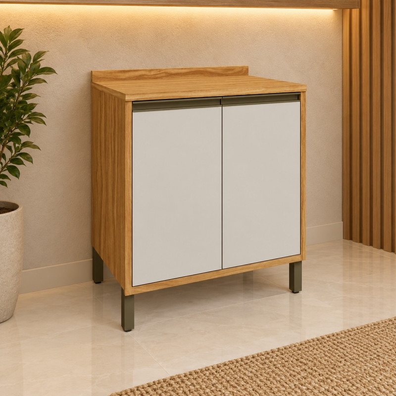 Balcão Ronipa 2 Portas Abrir Tempranillo 80CM Amendoa/Off White