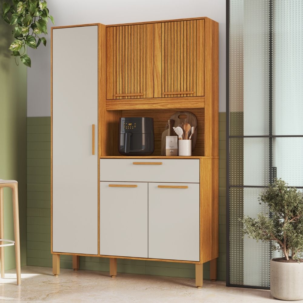 Kit 5 Portas 1 Gaveta Ronipa Sangio Canela/Off White