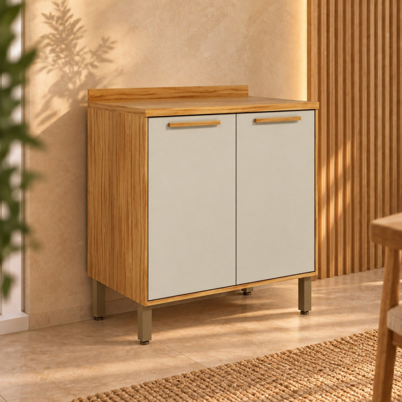 Balcão Ronipa 2 Portas Abrir Trebbiano 80CM Amendoa/Off White