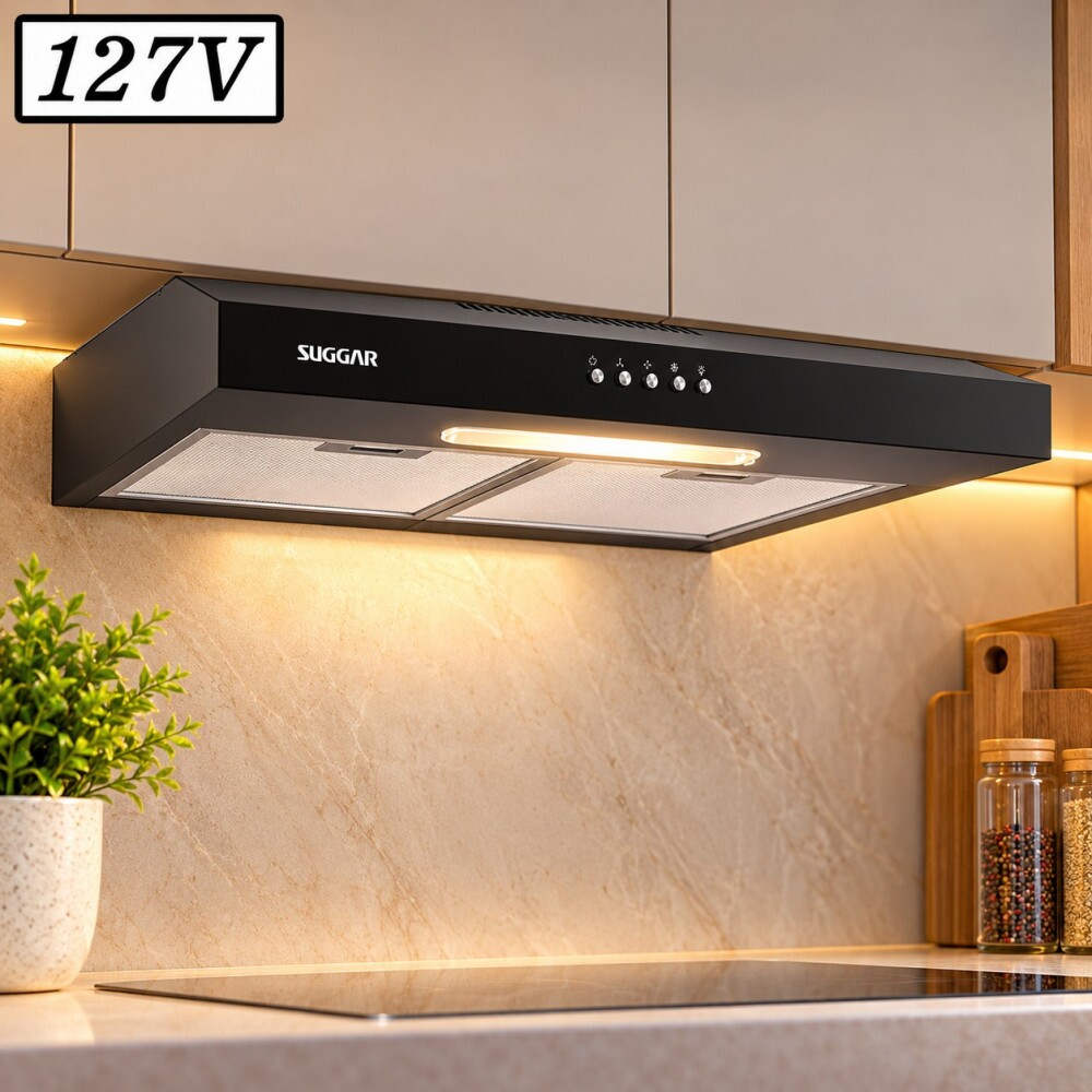Depurador Ar Suggar Slim 60CM 3 Vel 127V Preto