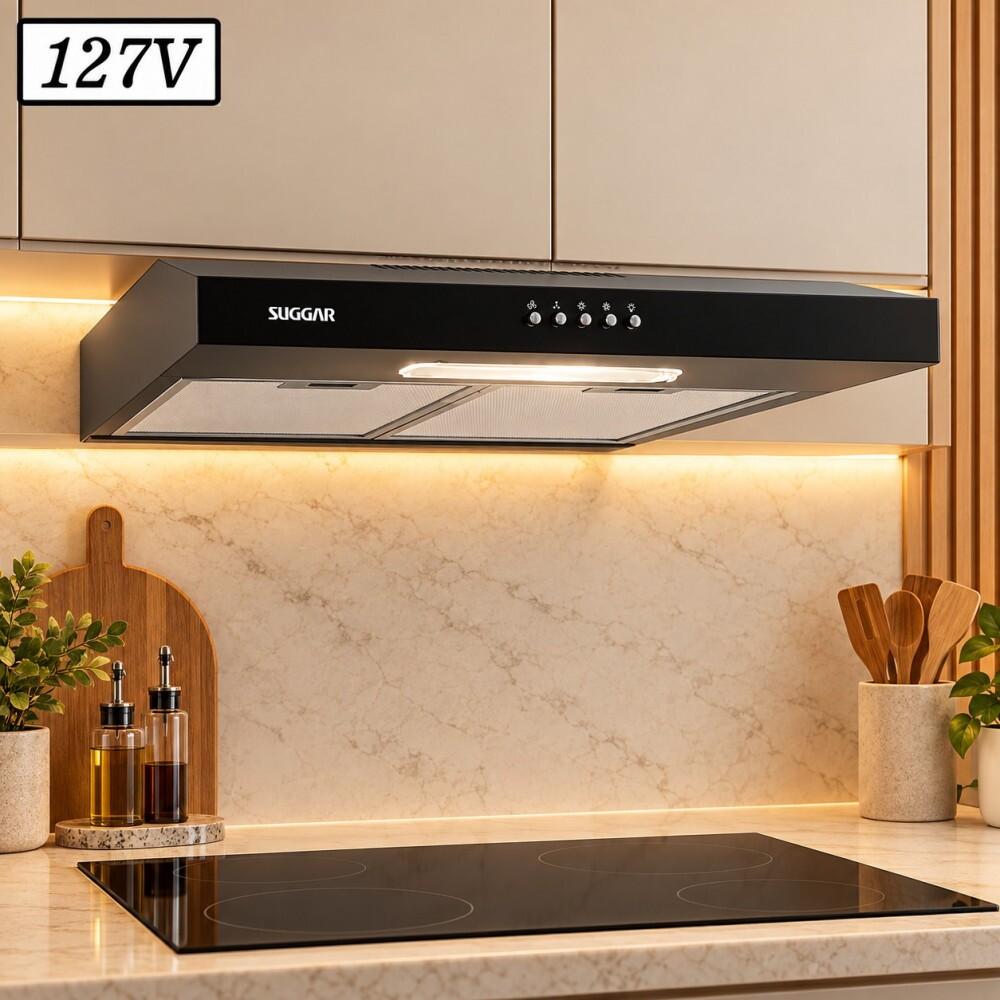 Depurador Ar Suggar Slim 80CM 3 Vel 127V Preto