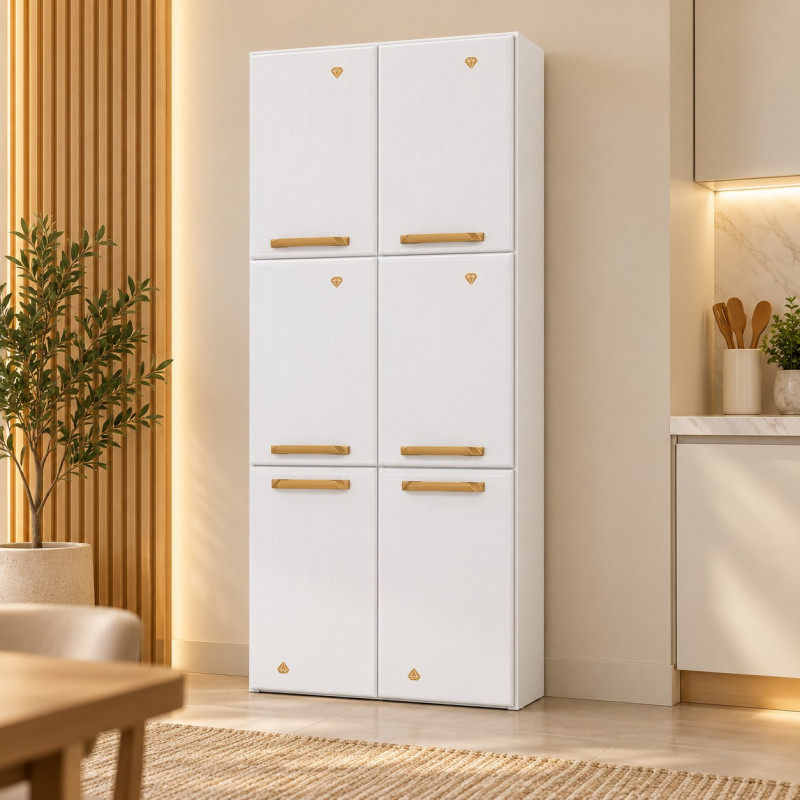 Paneleiro Telasul Duplo Alto 6 Portas sem Pe Diamante New Branco 818313-01