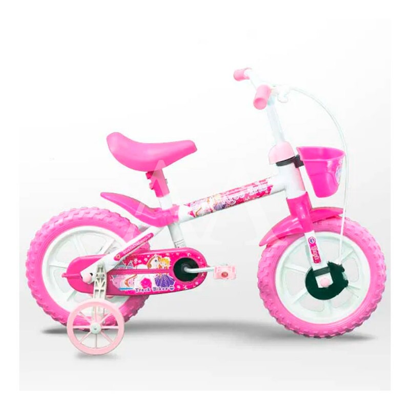 Bicicleta Tk3 Track Arco Iris Aro 12 Infantil sem Marcha Branco/Fuccia