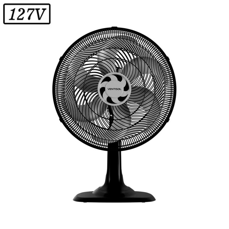 Ventilador Ventisol Mesa 40CM 6 Pas 3 Vel 127V Preto